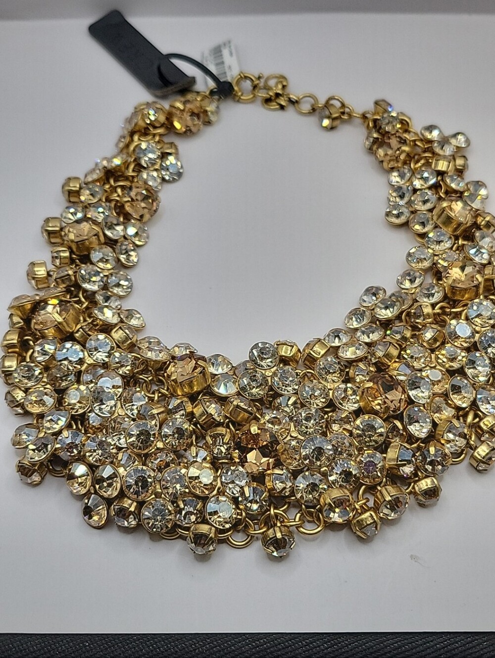 J. Crew Retired Crystal Statment Bib Necklace Champagne Rhinestones NWT. Rare - Picture 9 of 11